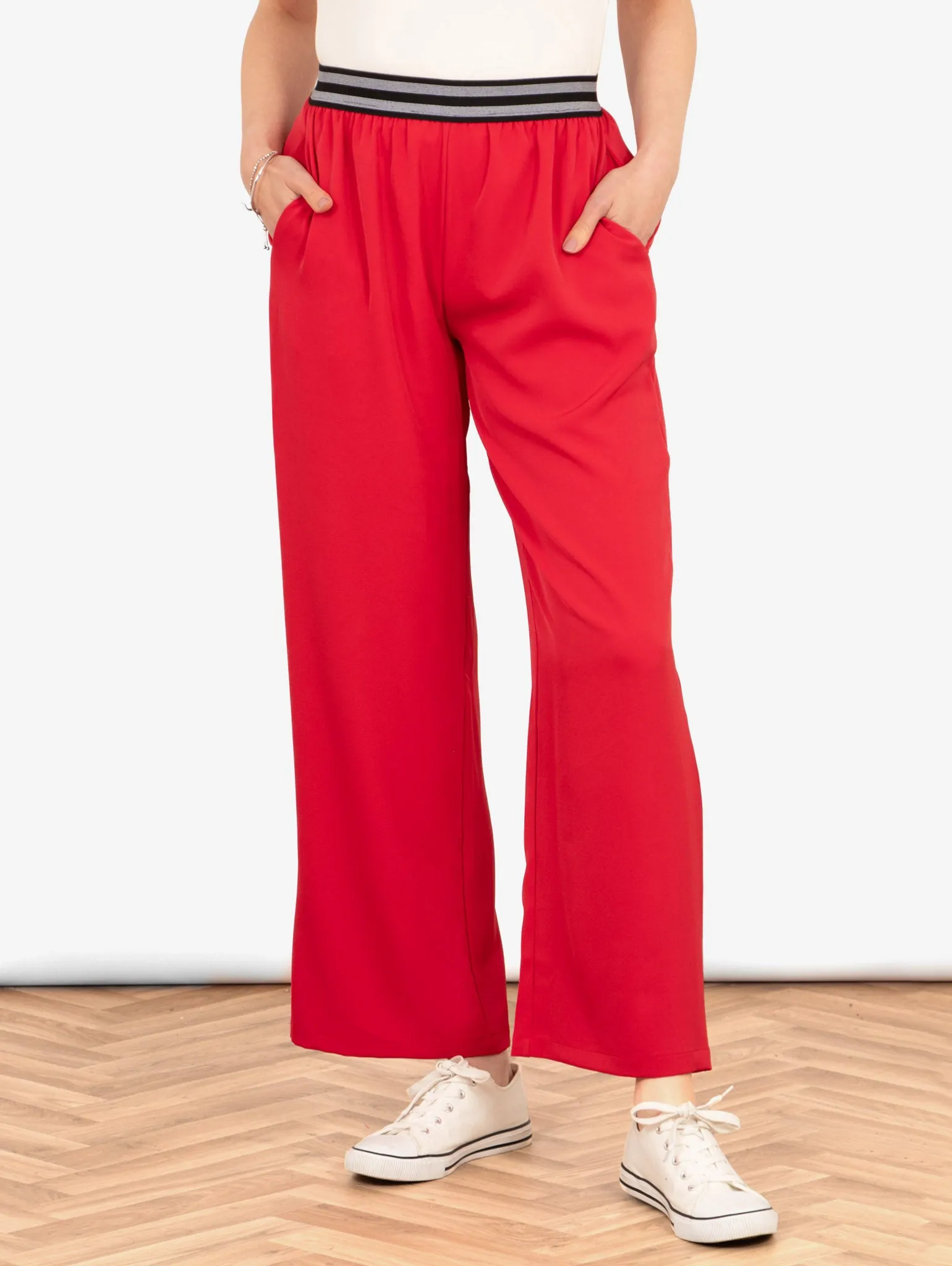 Amber Wide Leg Trousers - Red