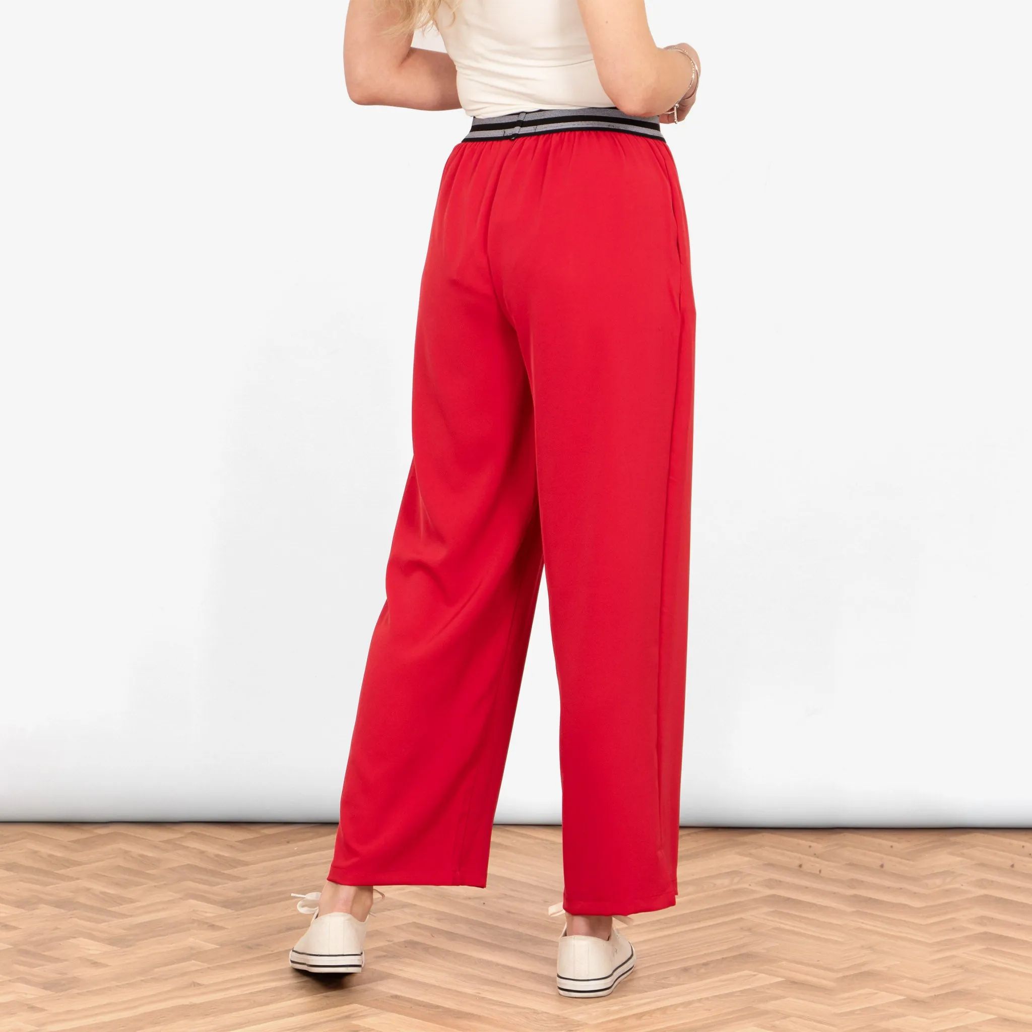 Amber Wide Leg Trousers - Red