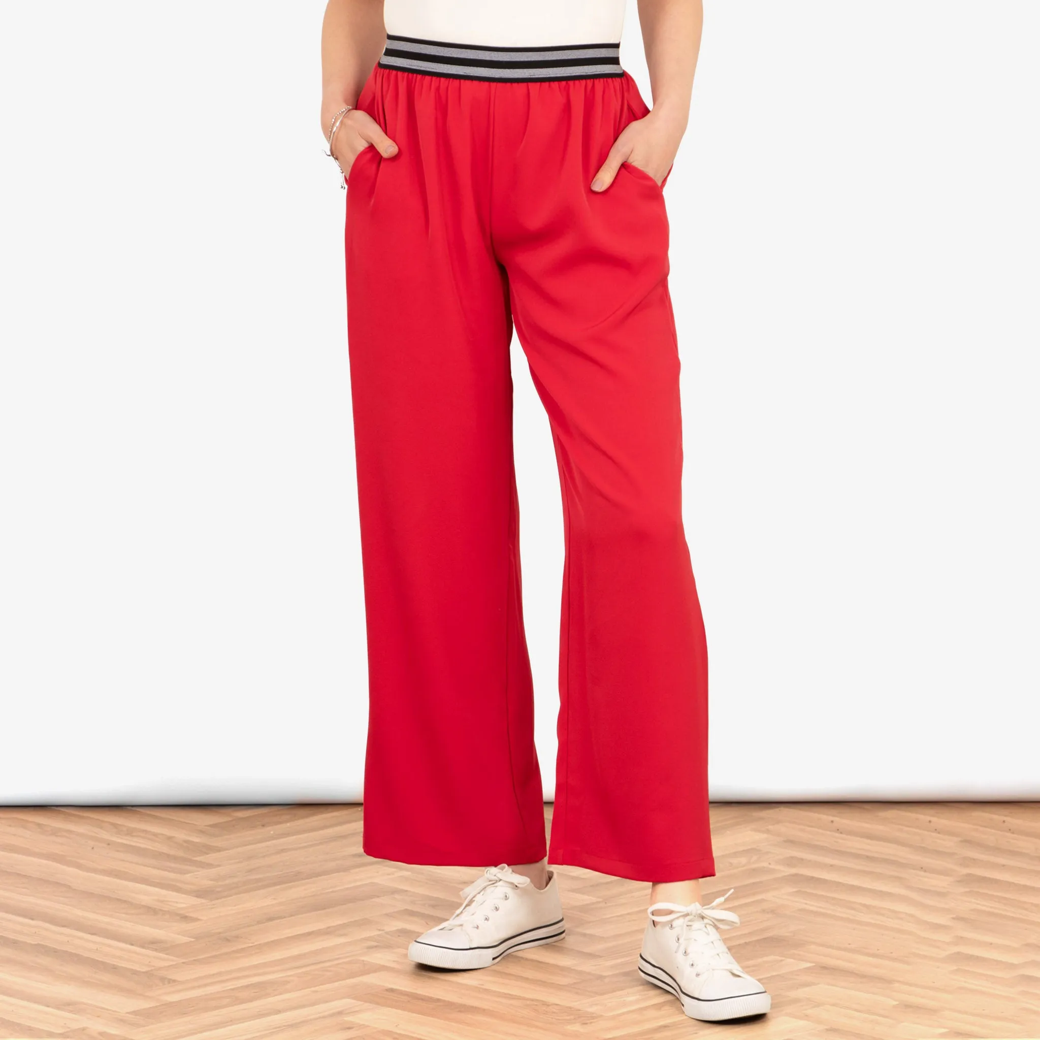 Amber Wide Leg Trousers - Red