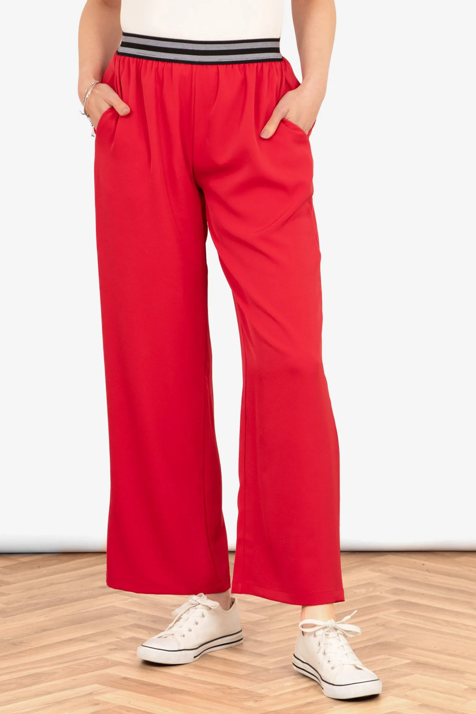 Amber Wide Leg Trousers - Red