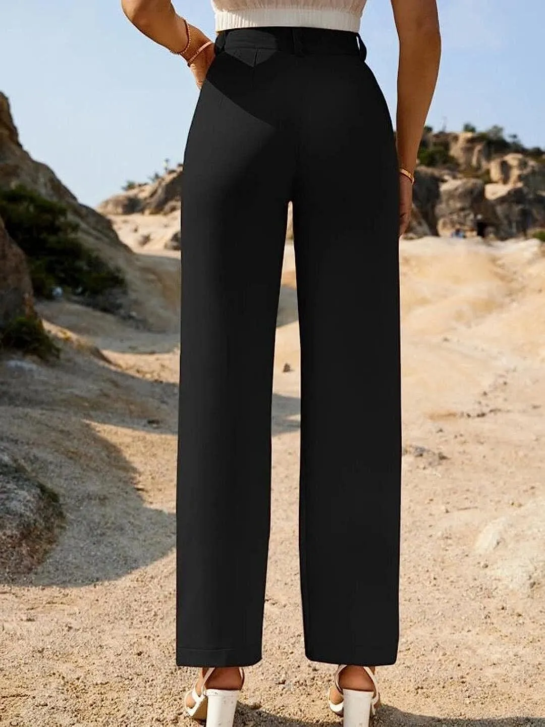 Black High-Rise Palazzo Trousers
