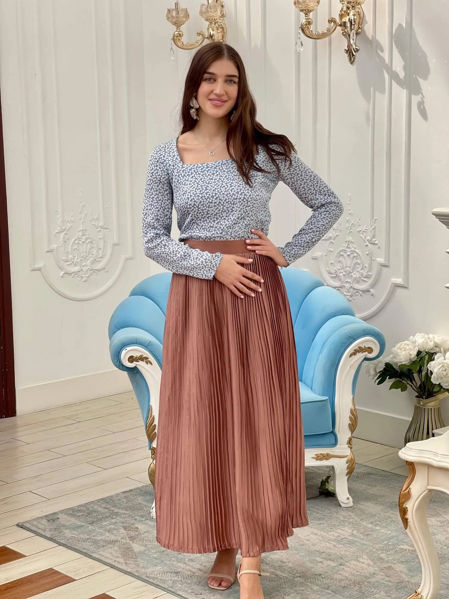 Champagne Pleated Skirt