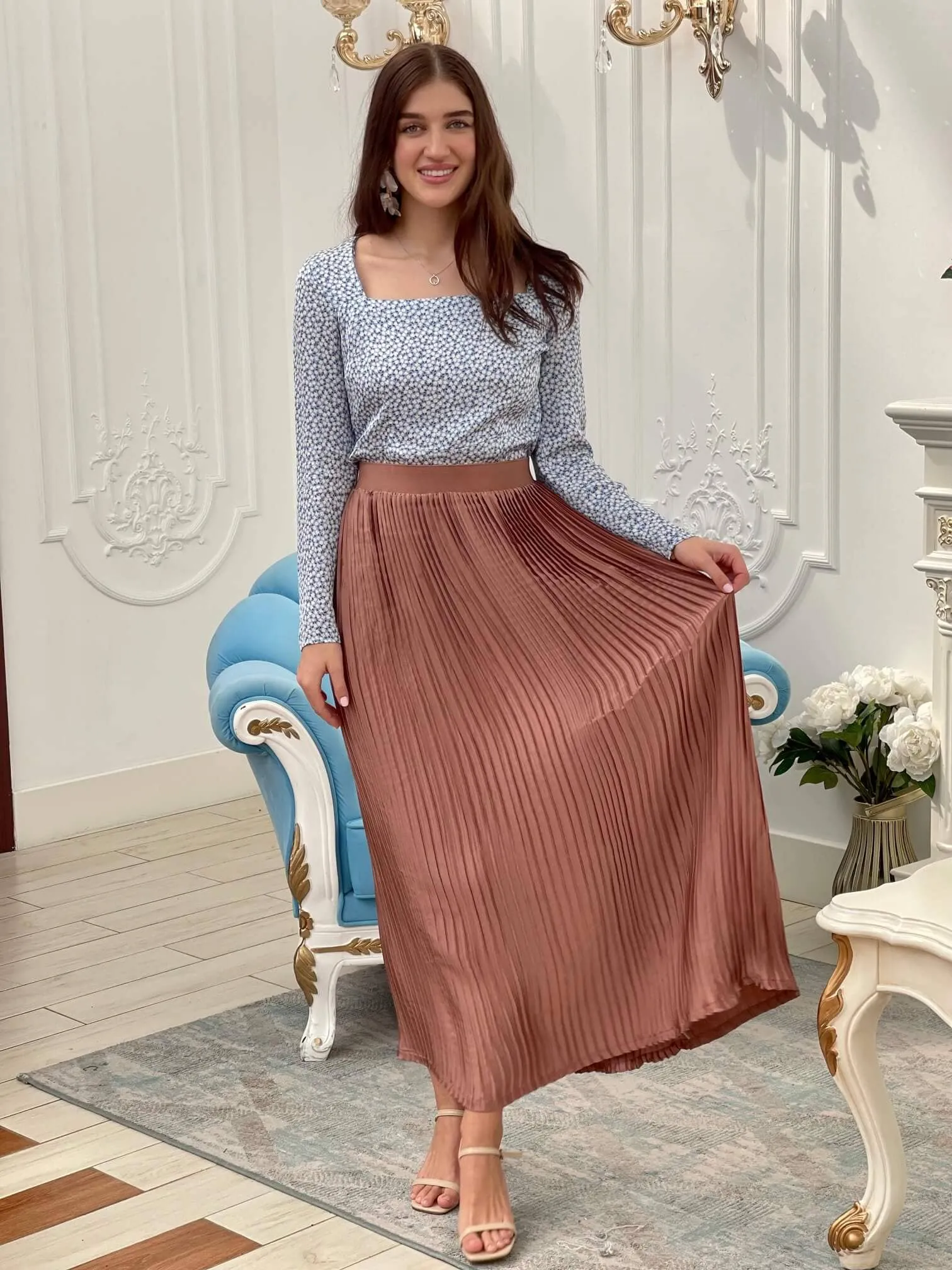 Champagne Pleated Skirt