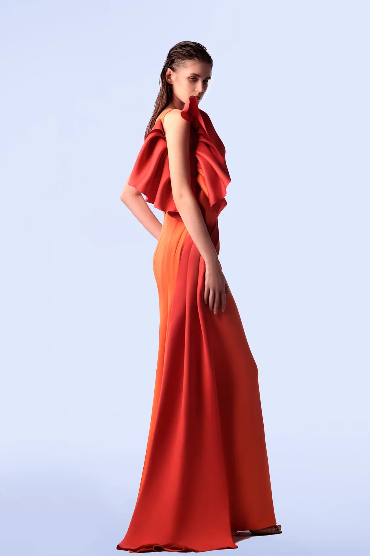 Crepe and Mikado One-Shoulder Mermaid Dress