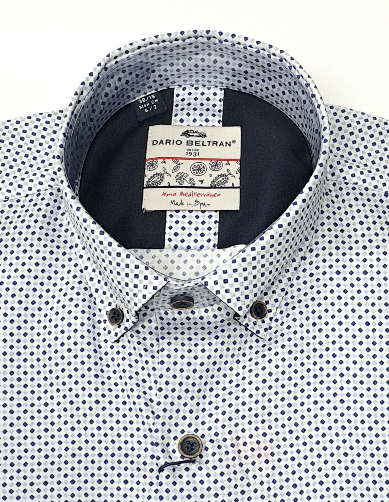 Dario Beltran Aitxuri Diamond Print Regular Fit Shirt 75 - Blue
