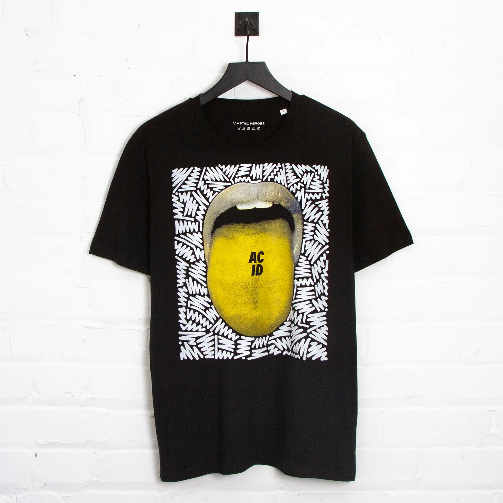 Doodle Acid Drop Front Print - Tshirt - Black