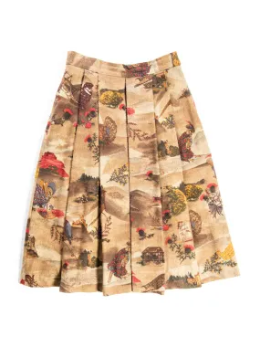 Geiger Vintage Wool Pleated Thanksgiving Skirt Brown Multicolor
