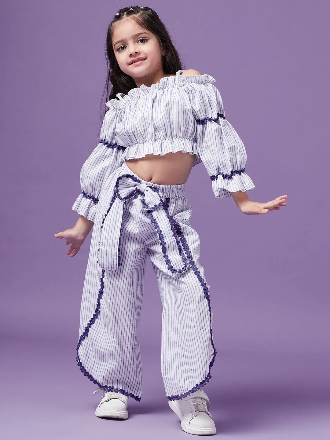 Girls Striped Top With Trousers