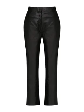Matte black vegan leather trousers