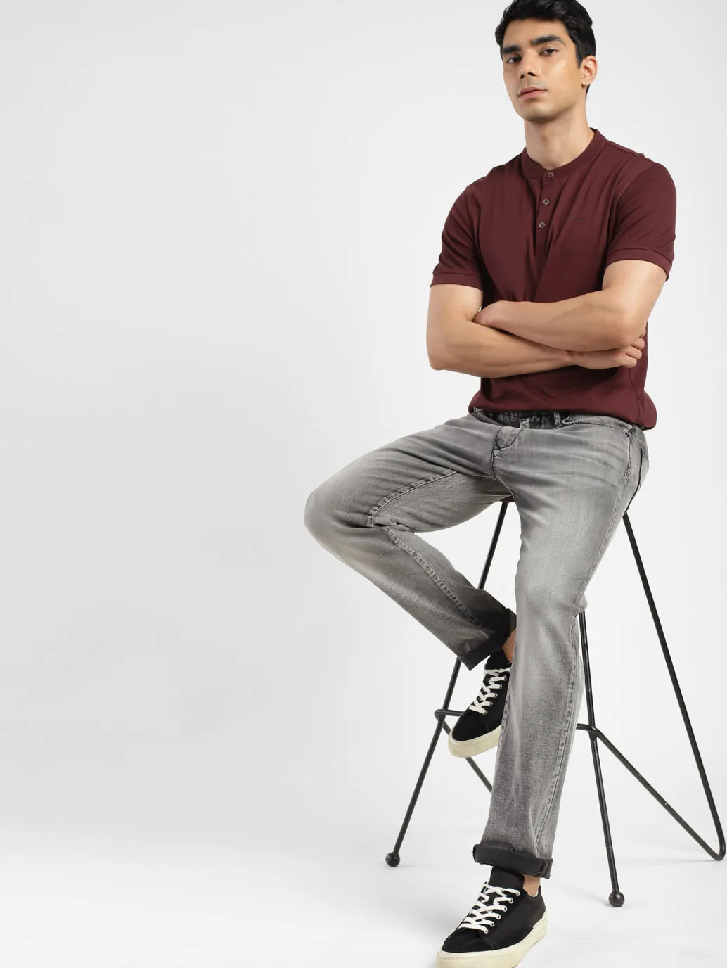 Men's Solid Henley T-Shirt