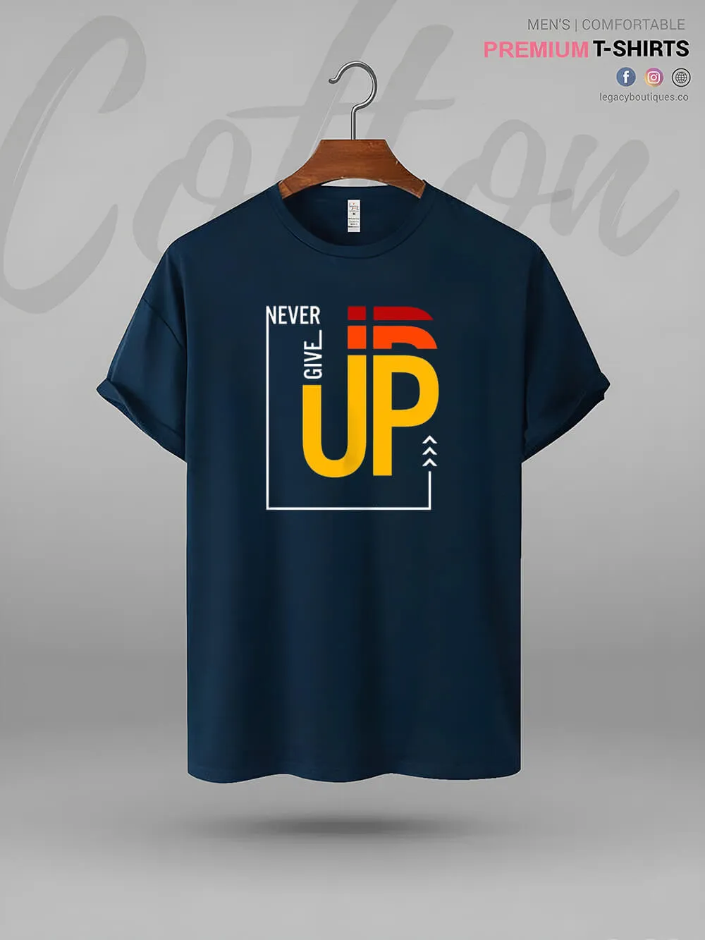 Never Give Up Men's High Quality T-Shirt In Lowest Price