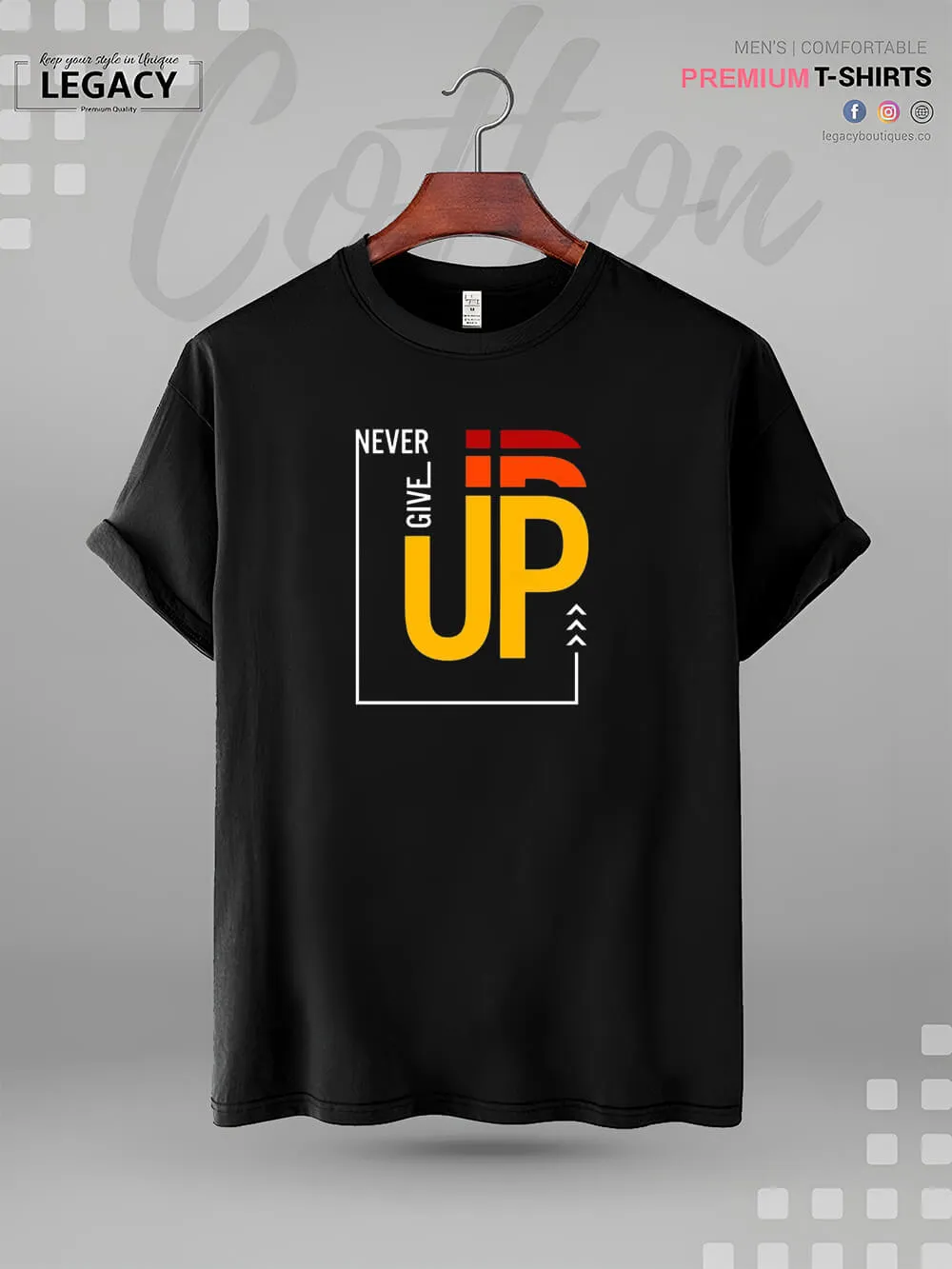 Never Give Up Men's High Quality T-Shirt In Lowest Price