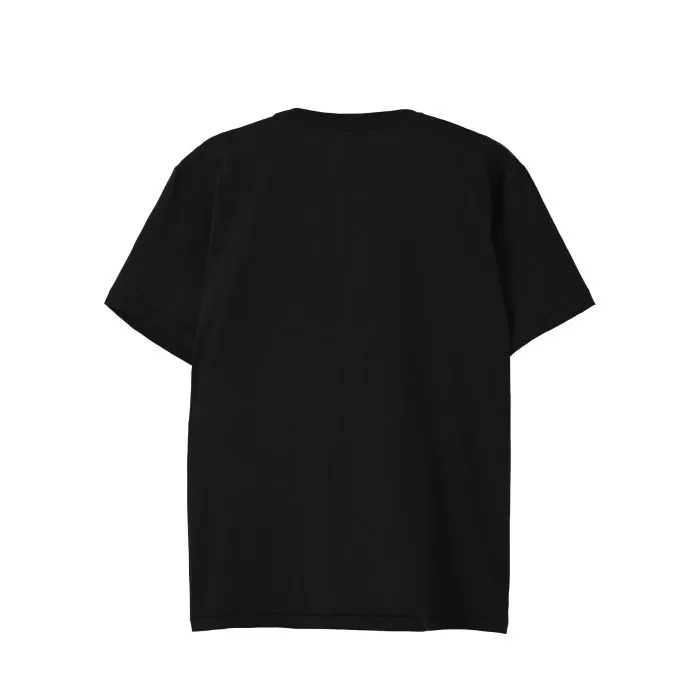 Open-end henley neck t-shirt black "Humpback whale parent-child bond"
