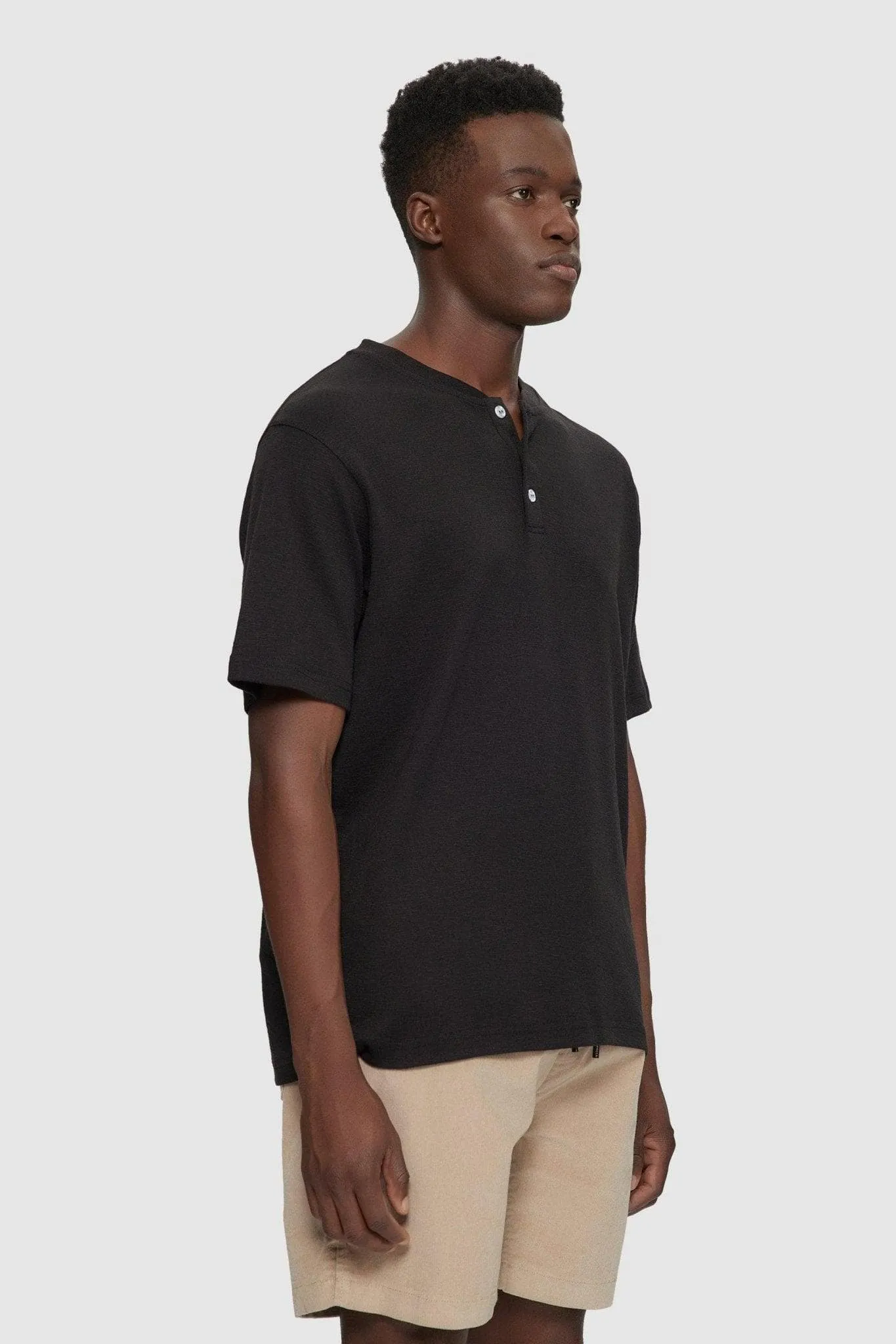 Short Sleeve Slub Henley