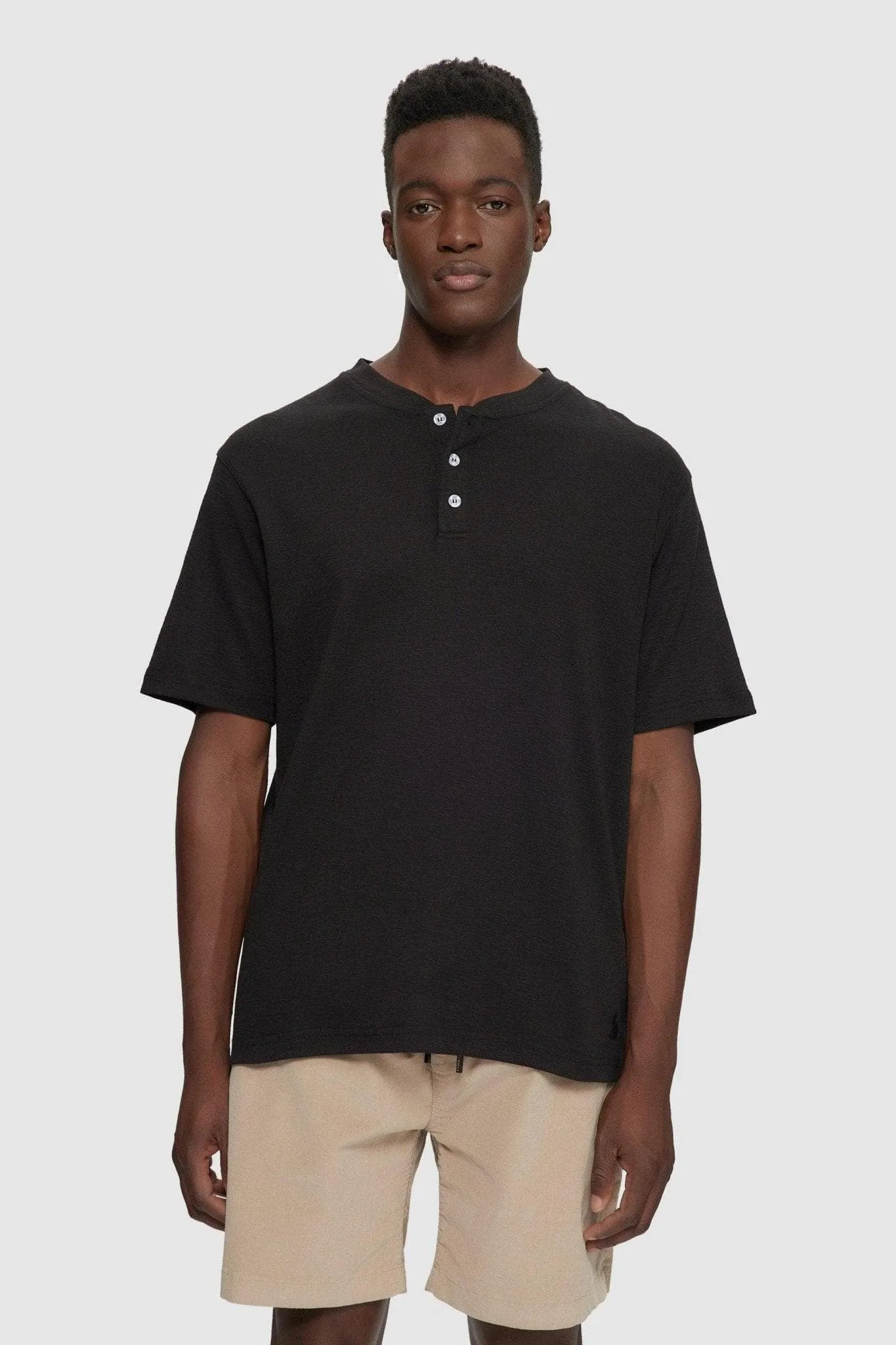 Short Sleeve Slub Henley