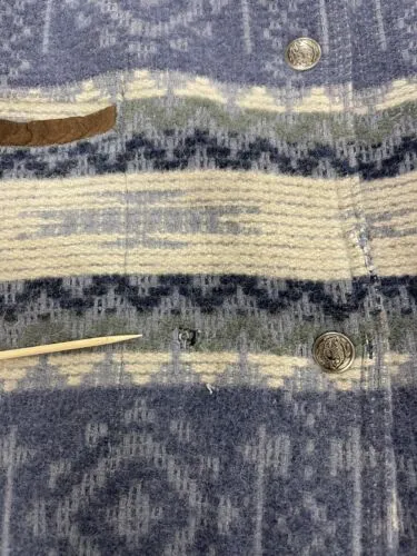 Vintage Woolrich Wool Parka Coat Jacket Size Medium Blue Aztec