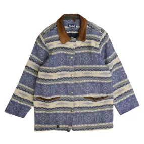 Vintage Woolrich Wool Parka Coat Jacket Size Medium Blue Aztec