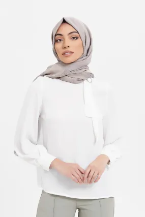 Women Ivory Neck Trim Detailed Blouse